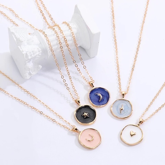 Jewelry - Enamel Oil Drop Gold Pendant Symbol Necklace